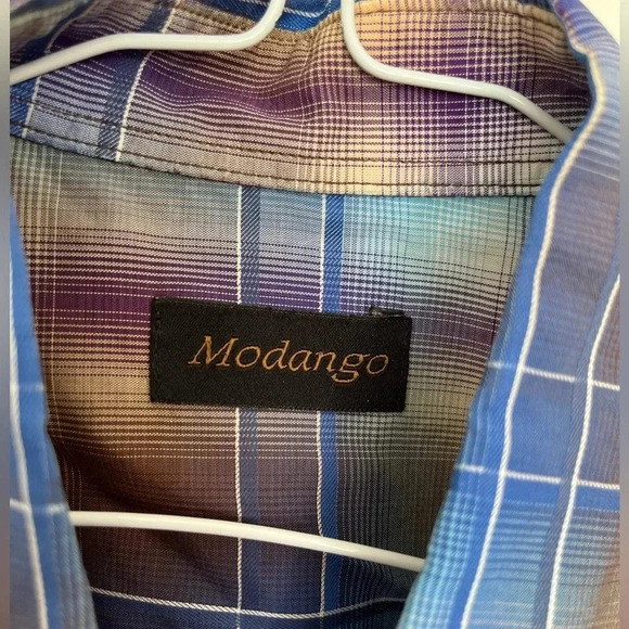 Modango Blue and Brown Plaid Shirt size medium - Picture 4 of 5